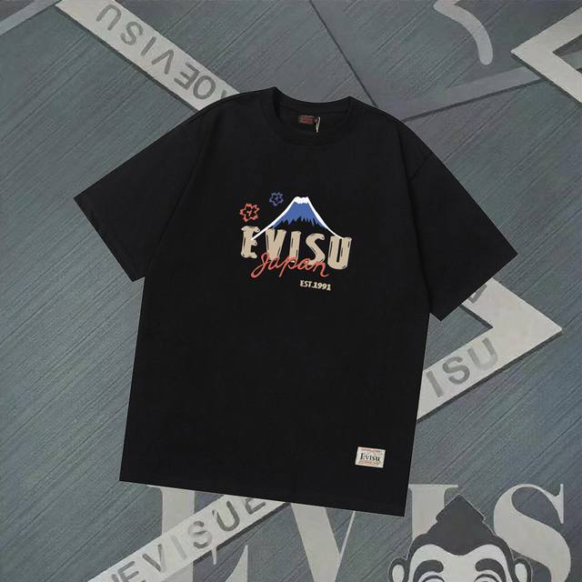 Fs205 Evisu Fushen-New Daruma Printed Short Sleeve Casual Loose Couple Style Fab