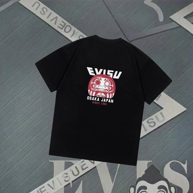 Fs255 Evisu Fushen-New Daruma Seagull Printed Short-sleeved Casual Loose T-shirt