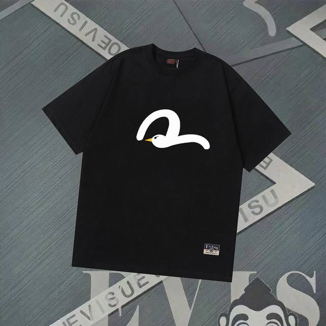 Fs239 Evisu Fushen - New style seagull print short-sleeved casual loose T-shirt