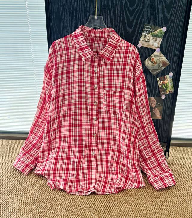 Product name: Ch Cro* Embroidered leather tag cross retro red plaid linen long-