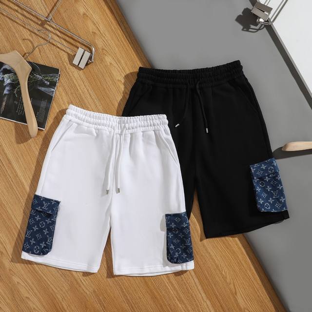 Top version Lv Louis 2025Ss new shorts classic embroidered letter shorts Light l