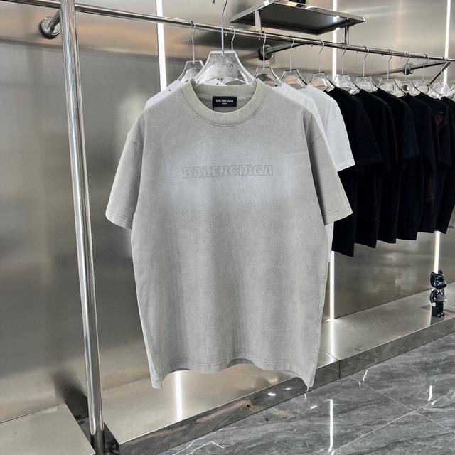 Balsenciaga2025Ss sprayed monkey letter embroidery couple casual short-sleeved T