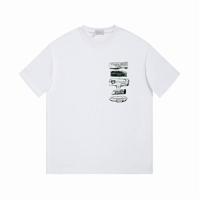 54 Ddior Dior printed letter short-sleeved T-shirt *Customized 260g cotton fabri