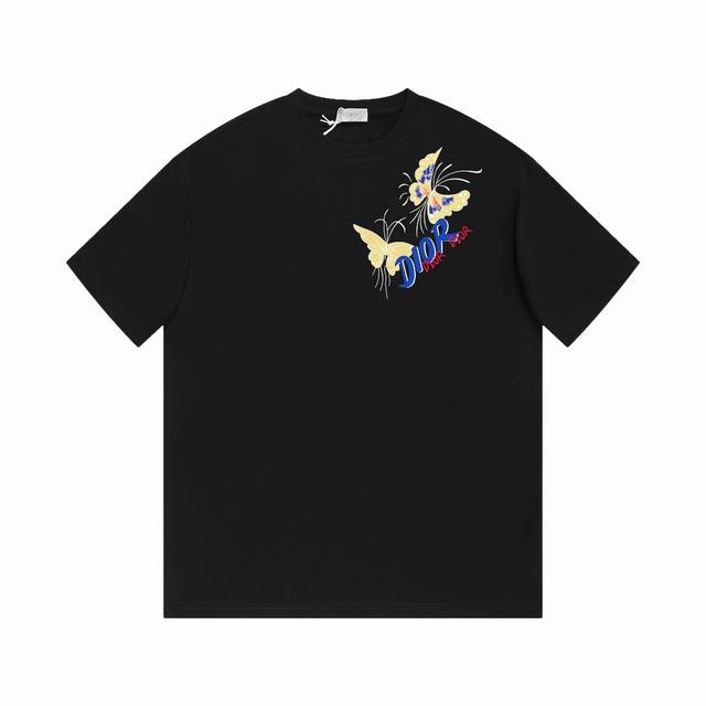 53 Ddior Dior printed letter short-sleeved T-shirt *Customized 260g cotton fabri