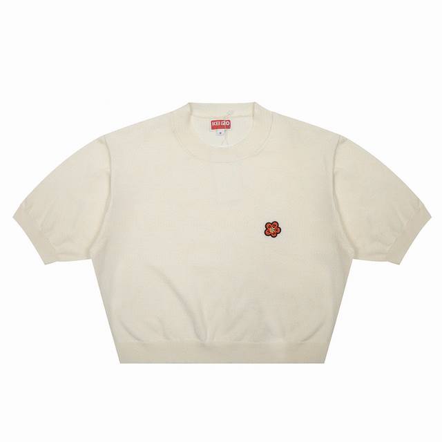 Kenzo Begonia solid color embroidered small logo basic classic women's knitted s
