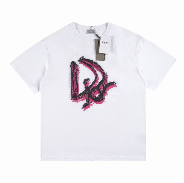 46# 24Ss Ddior Dior hand-painted graffiti large logo abstract letter short-sleev