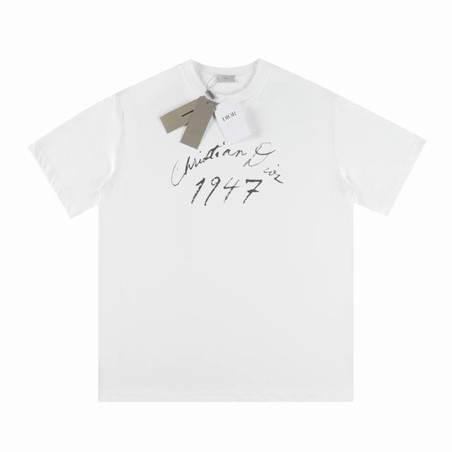 42# Ddio* Dior 24Ss Spring/Summer New Round Neck 1947 Signature Print T-Shirt Ne