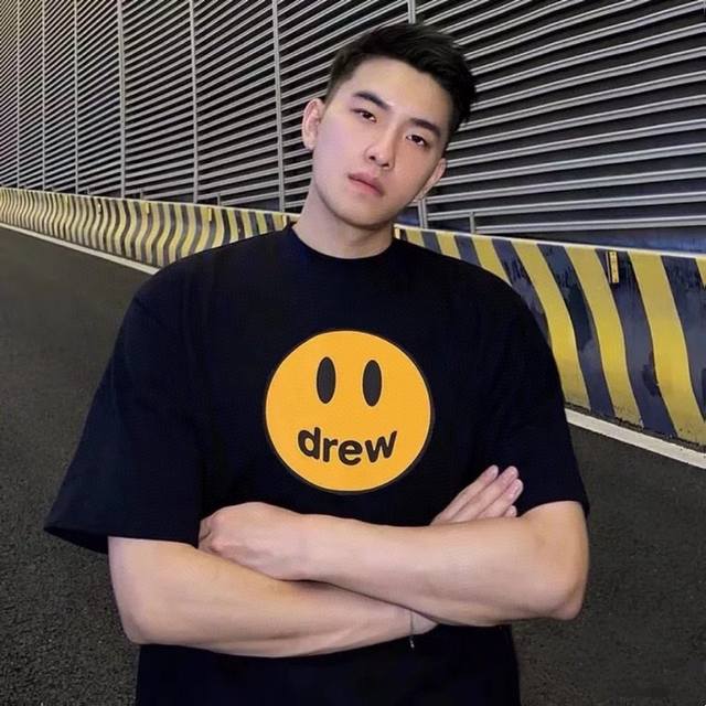 Top version, Drew House, large smiley face print on chest, 20 colors, heavy cott
