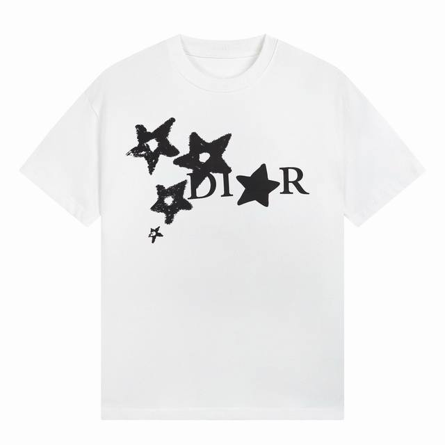 18# Dior 24S S Star pattern design Perfect details 260g fabric Color Black White