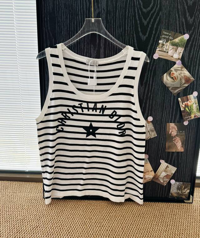 Product name: Dior Cd five-pointed star striped small vest Size: SM Color: stri
