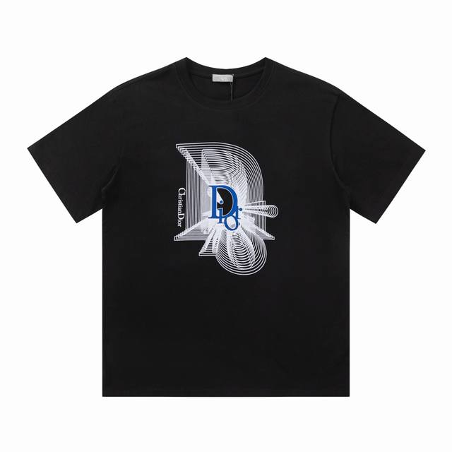 03# Ddior 24Ss spring and summer new printed short-sleeved T-shirt Color: black
