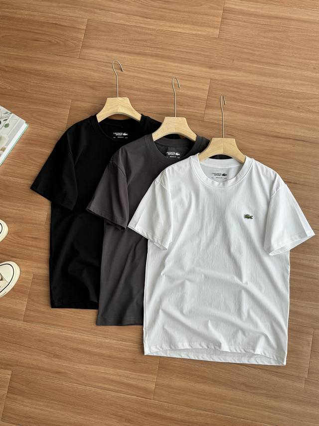 Crocodile Lacoste unisex classic basic style small logo round neck short-sleeve