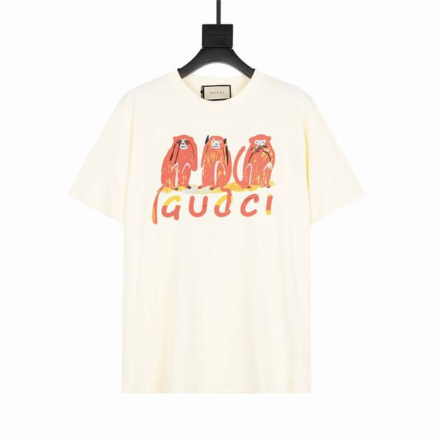 New model number: Gd744 Gducci three monkeys printed short sleeves made of pure