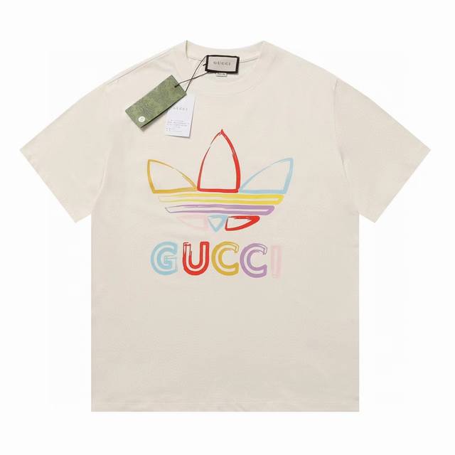 New model number: Gd738 Gducci Gucci painted Adidas co-branded printed round ne