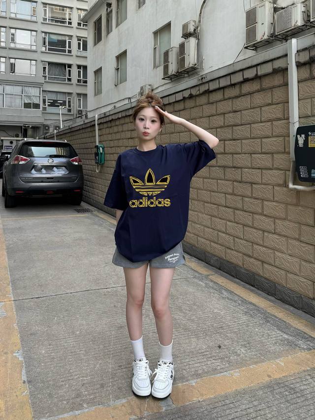Adidas Adidas Gilded Short Sleeve Half Sleeve T-shirt Made of 260G double yarn 1