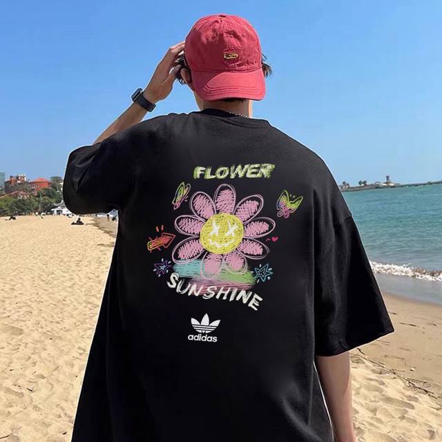 260G Heavyweight Cotton Adidas Originals Clover Adidas Small Flower Pattern Butt