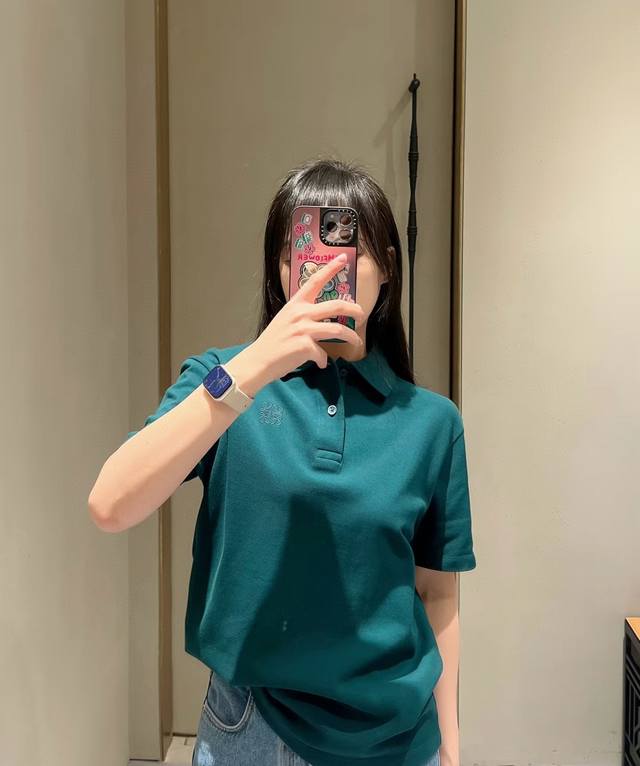 Loewe classic logo embroidery button-down lapel Polo shirt casual T-shirt Color: