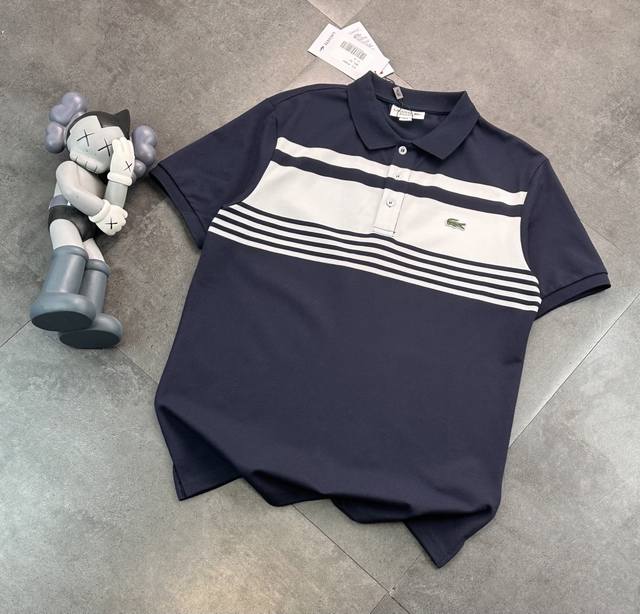 Trendy brand crocodile embroidered stripes, unisex lapel Polo shirts! Business