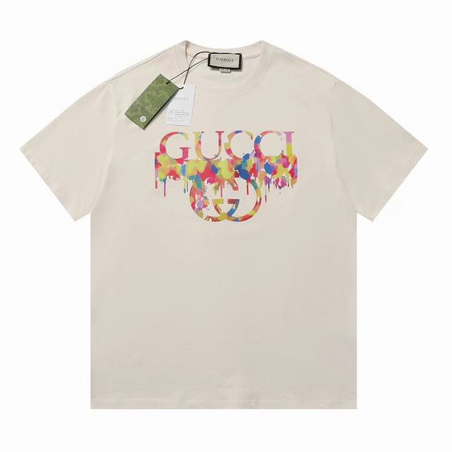 New model number: Gd651 Gducci new painted letter embossed round neck short-sle