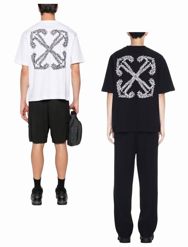 Ss new spring and summer Brand: Off-White embroidered irregular arrow short-slee