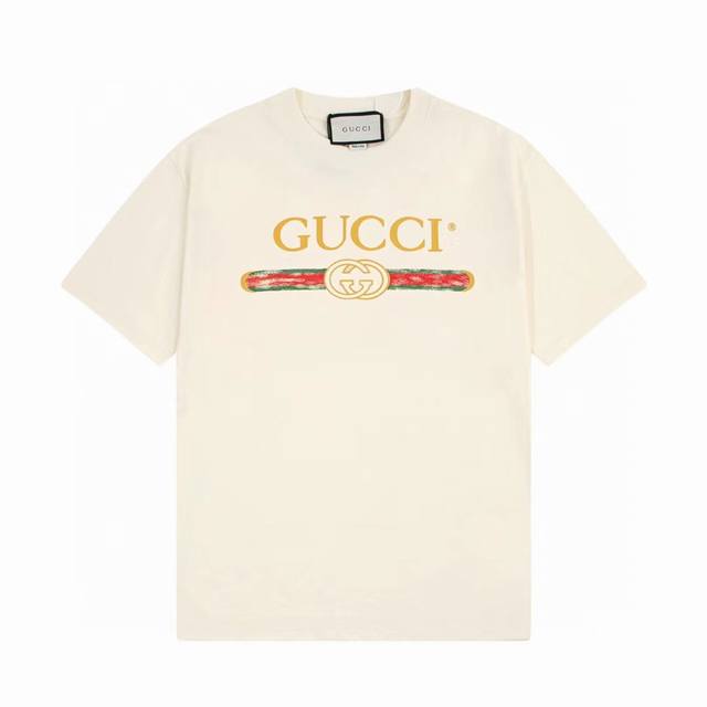 New model number: Gd621 Gducci classic Gducci logo white ink embossed short sle