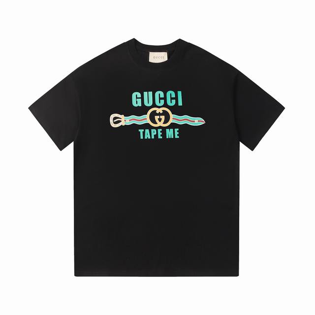 New model number: Gd606 Gucci letter belt printed Logdo short-sleeved T-shirt T