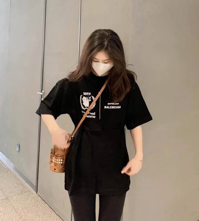 Balenciaga couple's wheat ear short-sleeved T-shirt! Loose version! Made of 230