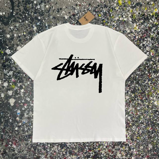 Stussy classic letter short-sleeved half-sleeved T-shirt Made of 260G double yar