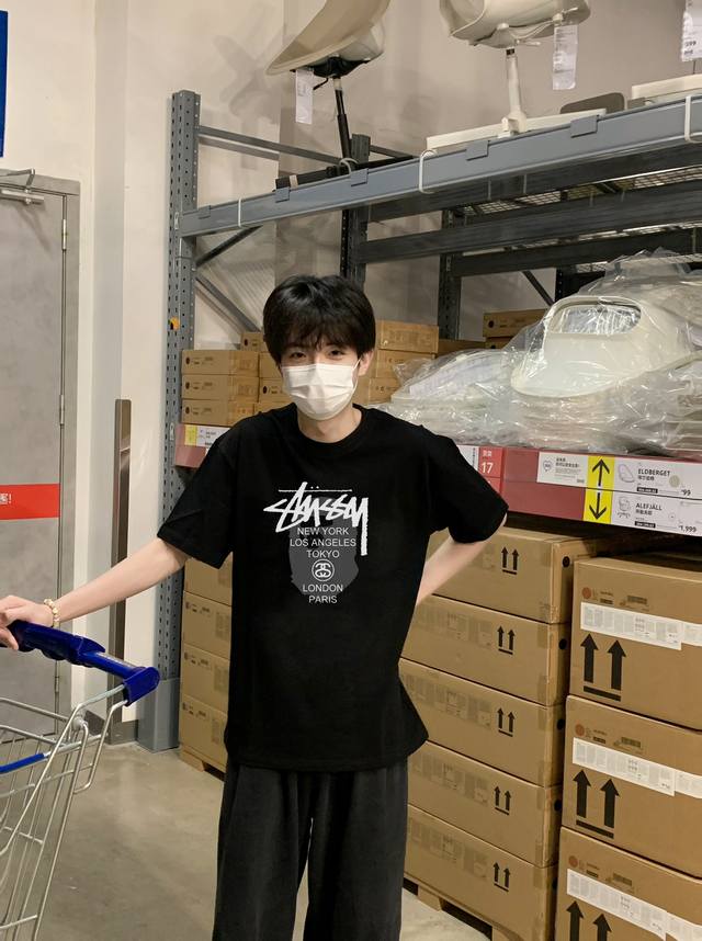 Stussy co-branded Aape couple short-sleeved shirt Product parameters 260g double