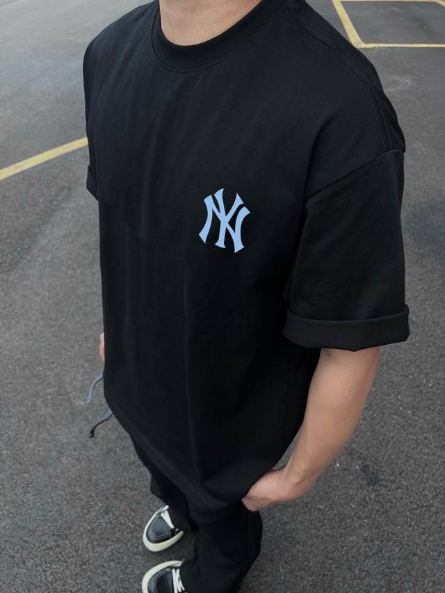 Mlb-Ny Ocean Blue Lucky Four-Leaf Clover Couple Short-Sleeved T-shirt Product Pa