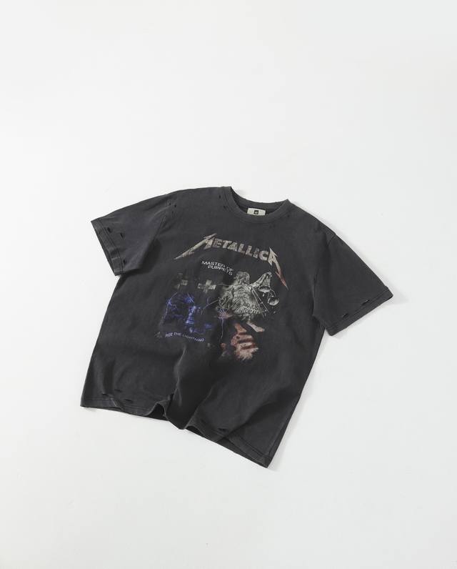 Metallica rock band limited heavy retro washed distressed high street short-slee