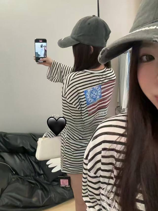 Chrome Hearts new striped national flag logo contrast color sunscreen long sleev