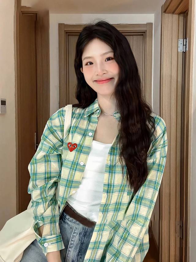 Cdg Kawakubo Rei Play's new apple green plaid linen sunscreen shirt This year's