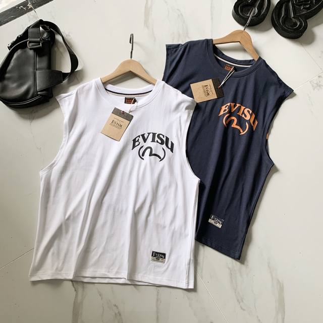 Evisu Fushen 2025 Summer Men's Buddha Head Printed Casual Vest Short Sleeve T-sh
