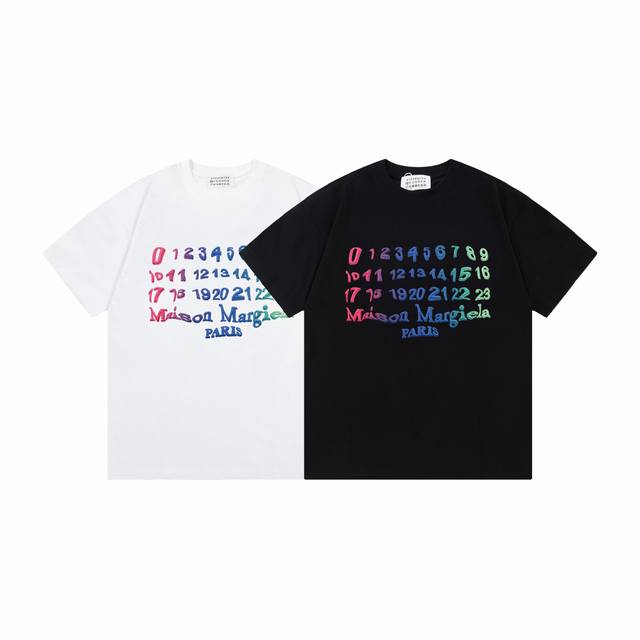 Md730# Maison Margiela 25Ss gradient digital and letter print Logot shirt short