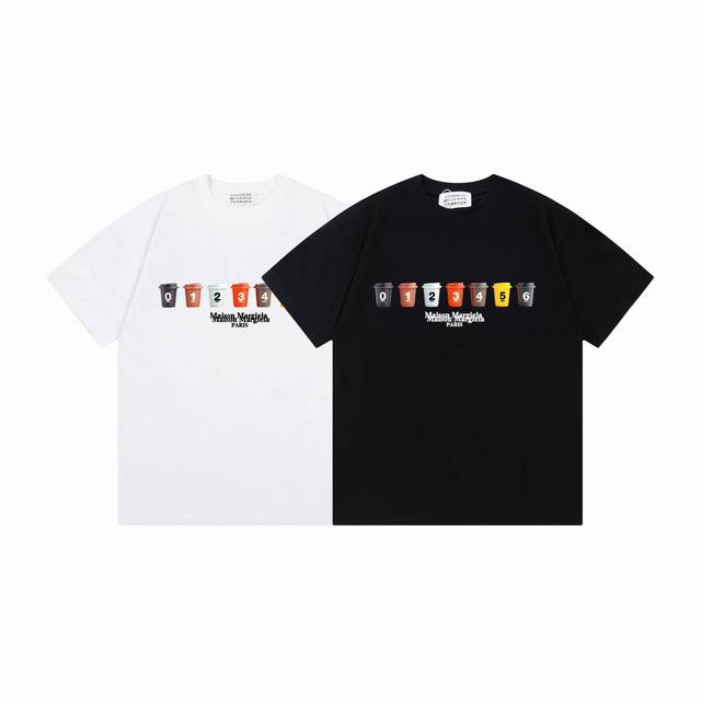 Md727# Maison Margiela 25Ss coffee cup print Logot shirt short sleeves New sprin