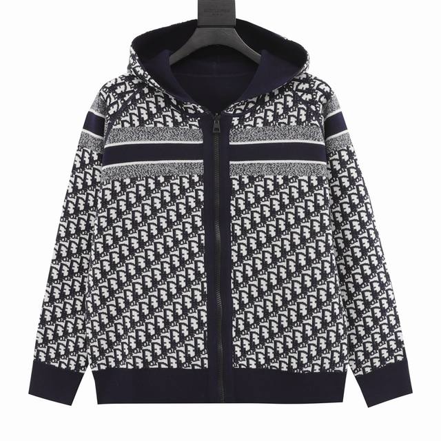 Dior 23Fw Oblique jacquard knitted cashmere double-sided coat A super thick coat