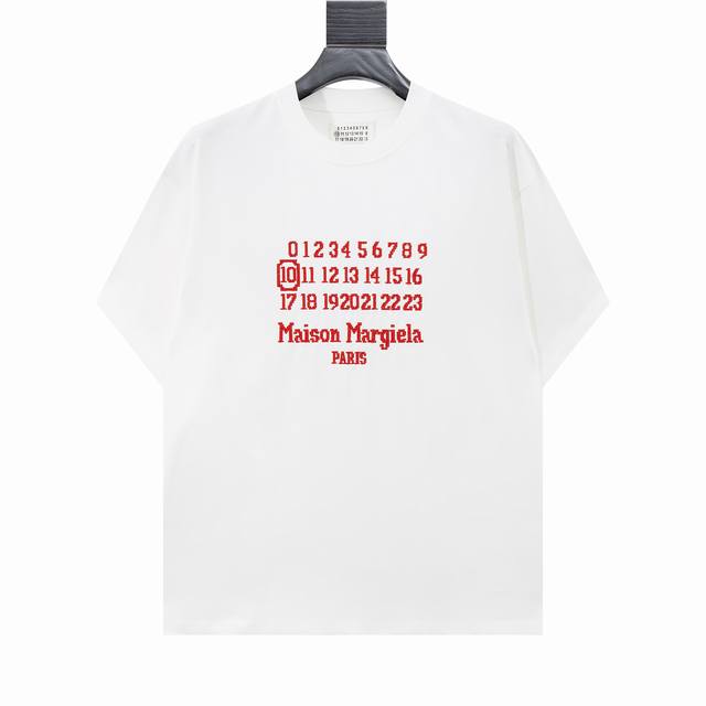 High version Maisonmargiela Margiela embroidered digital letters short sleeves,