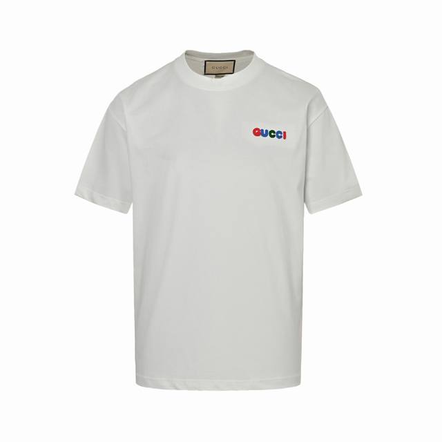 Gucci 25Ss colorful letter embroidered short sleeves Purchased original mold, fu