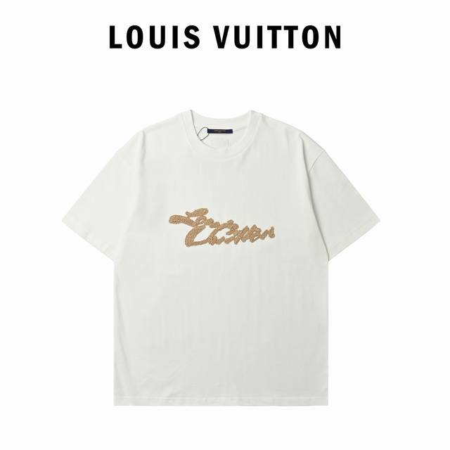 Louis Vuitton 25Ss Straw Rope Logo Short Sleeve T-shirt The fabric is 15S fine c