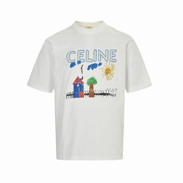Celine Celine 25Ss Graffiti Painting New Flower Short Sleeve The fabric is made