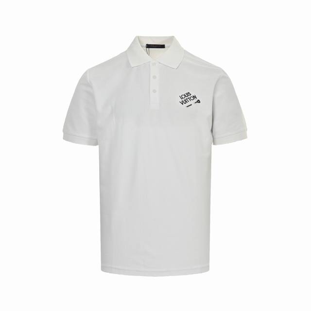 Louis Vuitton 25Ss Letter Embroidered Pin Polo Short Sleeve Customized pique mes