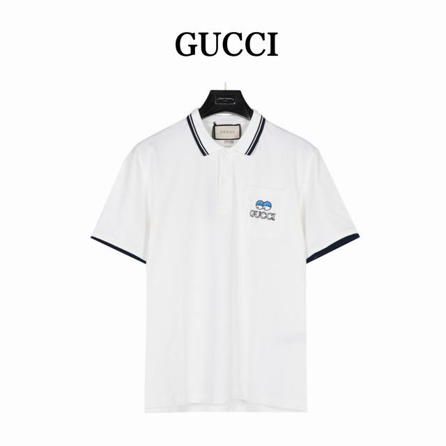 Gucci Ss Get Lt capsule series chest pocket eye embroidery Polo short sleeves Ge