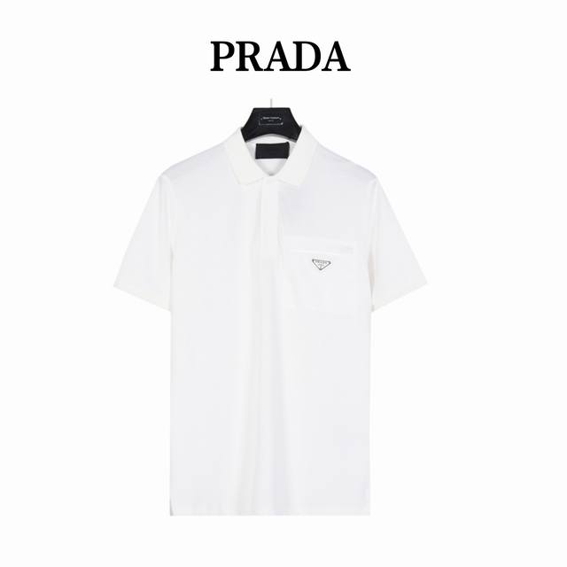 Prada Prada 24 new men's high-end business Polo shirt Nylon pocket zipper splici