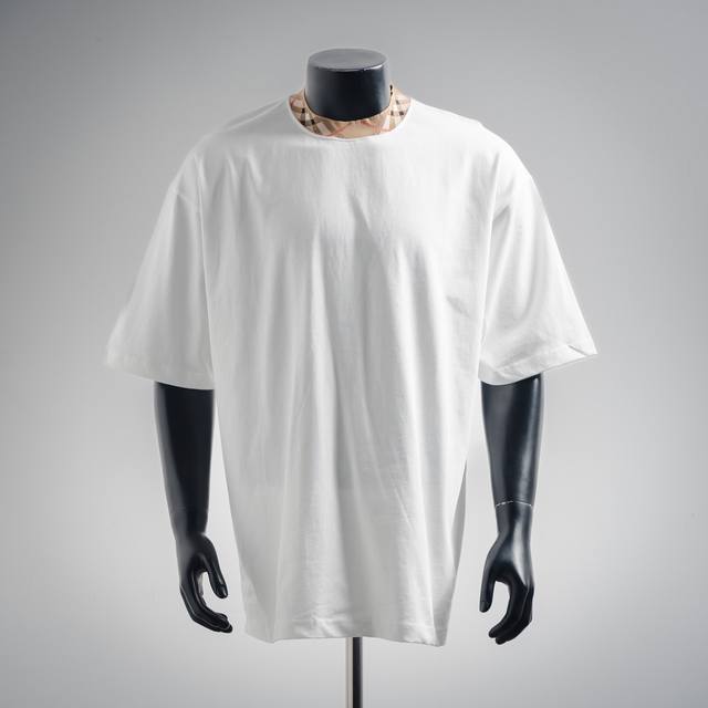 Burberry 25Ss Check collar patchwork short sleeves Burberry's new round neck T-s