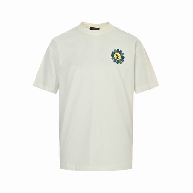 Louis Vuitton 25Ss sunflower painted graffiti with large logo short sleeves The