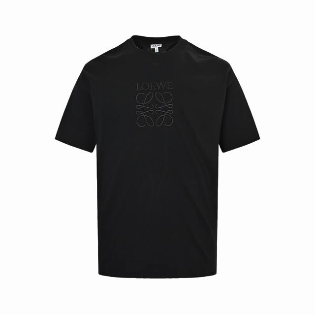 Loewe 25Ss dark pattern embroidered logo short sleeves 26s fine cotton tight pla
