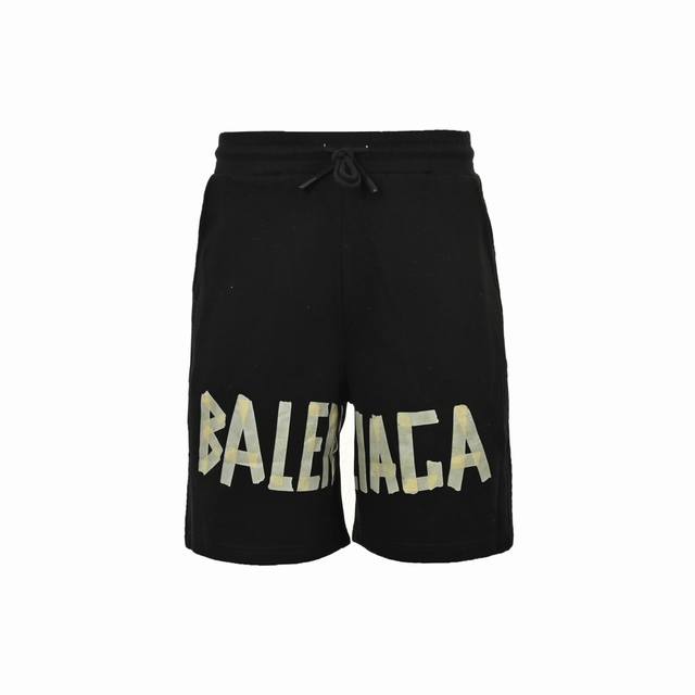 Balenciaga 24Ss Masking Tape Printed Shorts Blcg Paris Bb Casual Sports Shorts!