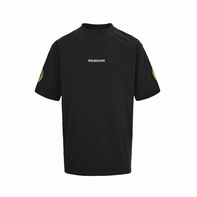Balenciaga 25Ss embroidered letter badge short sleeves Top correct version Exqui