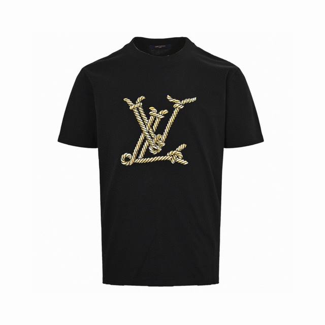 Louis Vuitton New summer hemp rope embroidery round neck short-sleeved T-shirt